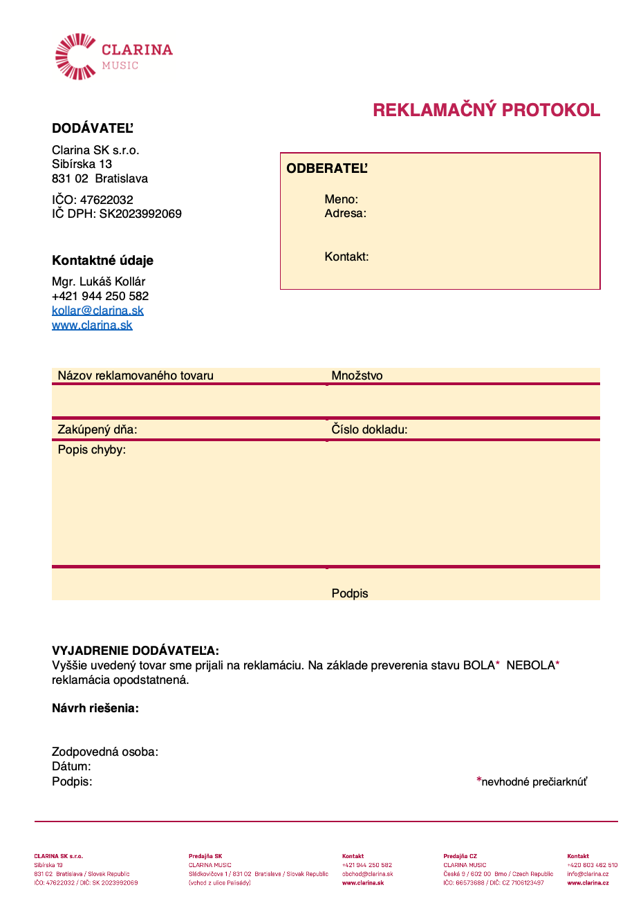 Reklamačný protokol